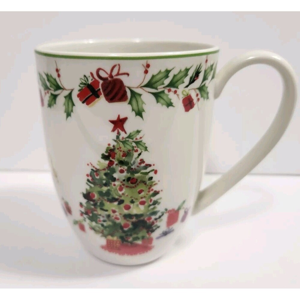 LENOX Mug 14oz Holiday Inspirations & Illustrations~Gifts/Xmas Tree Pattern